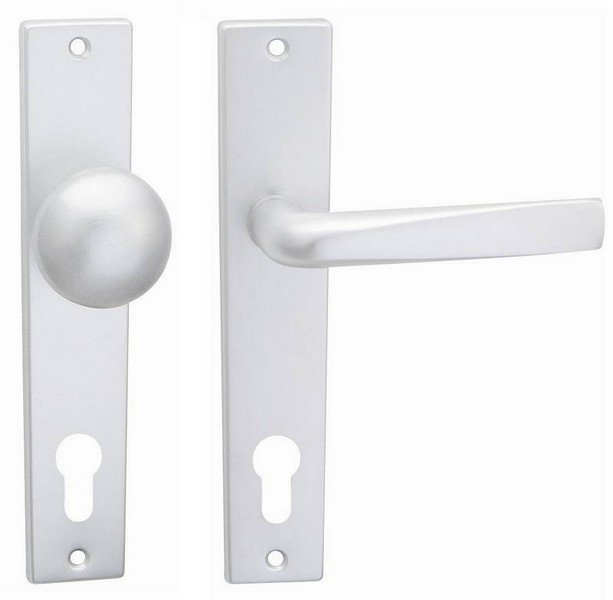 Klika s knoflíkem FLAT levá vložka 72 mm stříbrný elox F1 - Kliky, okenní a dveřní kování, panty Kování dveřní Kování dveřní mezip. hliník, bez PÚ